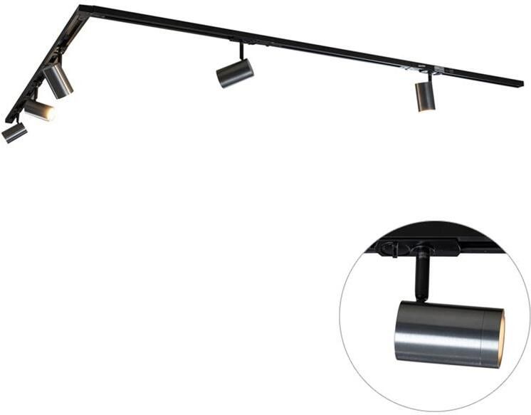 QAZQA Modern railsysteem met 5 spots gunmetal 1-fase Iconic Jeana