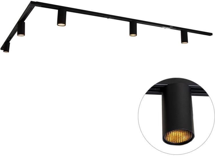 QAZQA Modern railsysteem met 5 spots zwart 1-fase GU10 50mm Iconic