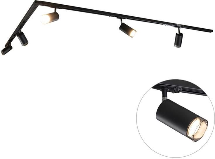 QAZQA Modern railsysteem met 5 spots zwart met smoke 1-fase Iconic