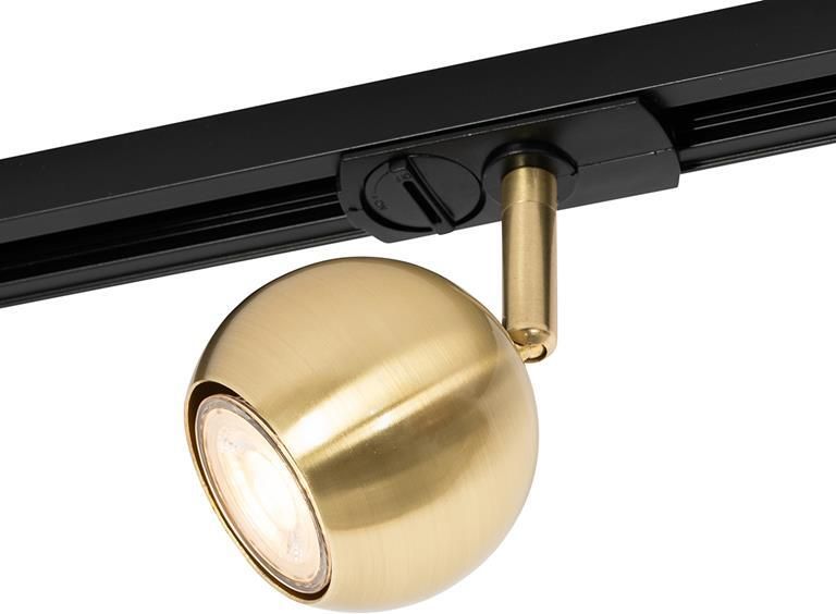 QAZQA Moderne 1-fase railspot zwart met goud Iconic Gissi