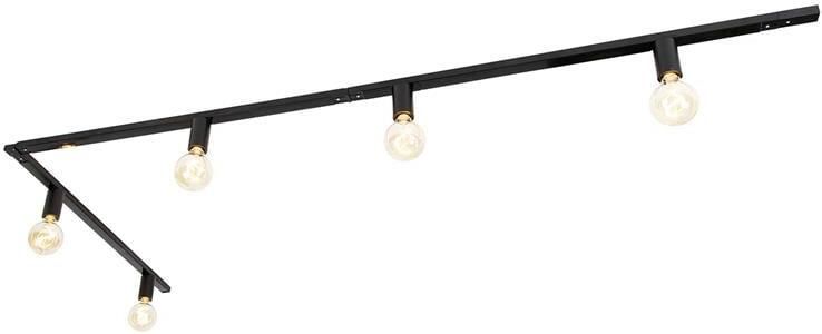QAZQA Moderne 1-fase railsysteem 5-lichts incl. E27 fitting zwart