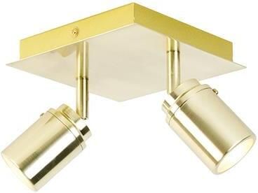 QAZQA Moderne badkamer spot messing vierkant 2-lichts IP44 Ducha