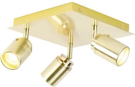 QAZQA Moderne badkamer spot messing vierkant 3-lichts IP44 Ducha