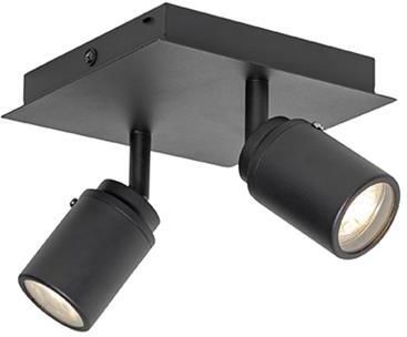 QAZQA Moderne badkamer spot zwart vierkant 2-lichts IP44 Ducha