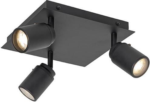 QAZQA Moderne badkamer spot zwart vierkant 3-lichts IP44 Ducha