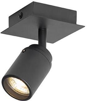 QAZQA Moderne badkamer spot zwart vierkant IP44 Ducha