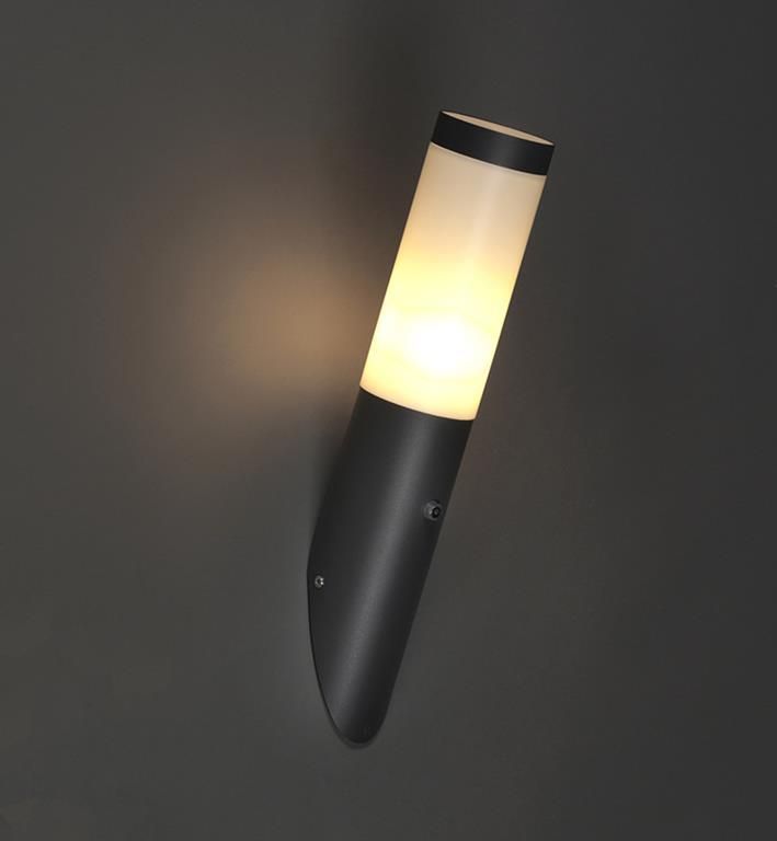 QAZQA Moderne buiten wandlamp donkergrijs IP44 met schemersensor