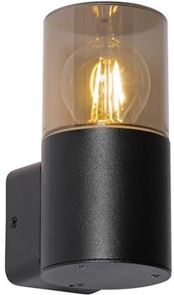 QAZQA Moderne buiten wandlamp zwart met smoke kap IP44 Odense