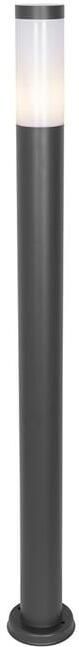 QAZQA Moderne buitenlamp paal donkergrijs met opaal 110 cm IP44 Rox