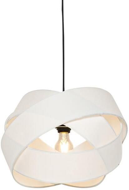 QAZQA Moderne hanglamp wit met zwart Cloth