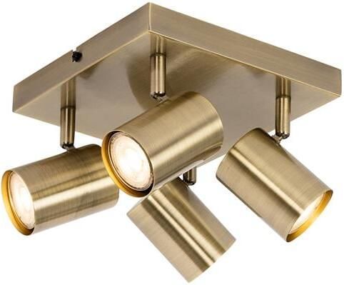QAZQA Moderne plafondlamp brons 4-lichts verstelbaar rechthoekig