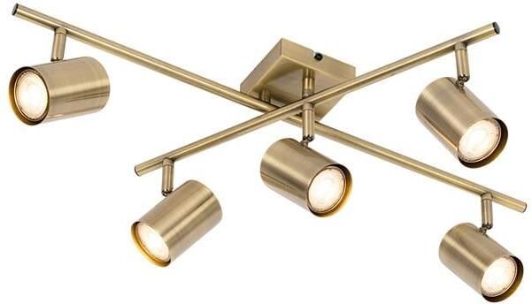 QAZQA Moderne plafondlamp brons 5-lichts verstelbaar rechthoekig