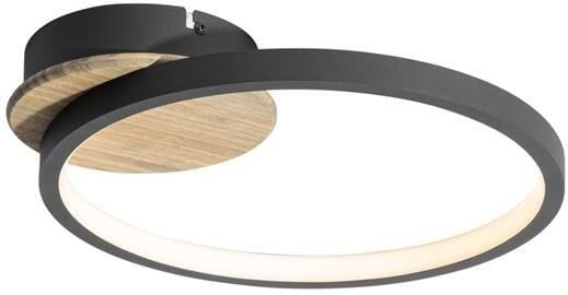 QAZQA Moderne plafondlamp zwart met hout incl. LED 3-staps dimbaar