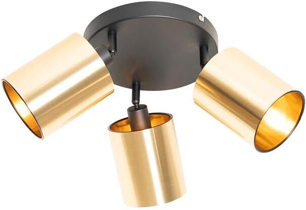 QAZQA Moderne spot zwart met goud 3-lichts Lofty