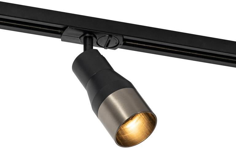 QAZQA Moderne spot zwart met gunmetal voor railsysteem 1-fase GU10