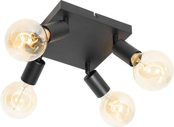 QAZQA Moderne spot zwart vierkant 4-lichts Facil