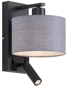 QAZQA Moderne wandlamp zwart met grijs rond en leeslamp Puglia