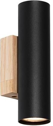 QAZQA Moderne wandlamp zwart met hout 2-lichts Jeana