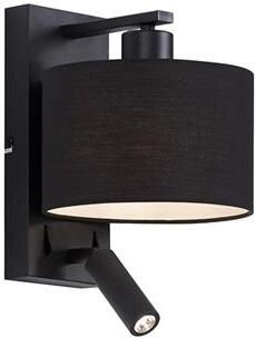 QAZQA Moderne wandlamp zwart rond met leeslamp Puglia