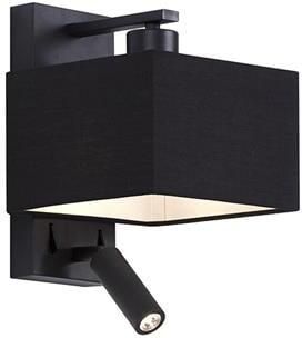 QAZQA Moderne wandlamp zwart vierkant met leeslamp Puglia