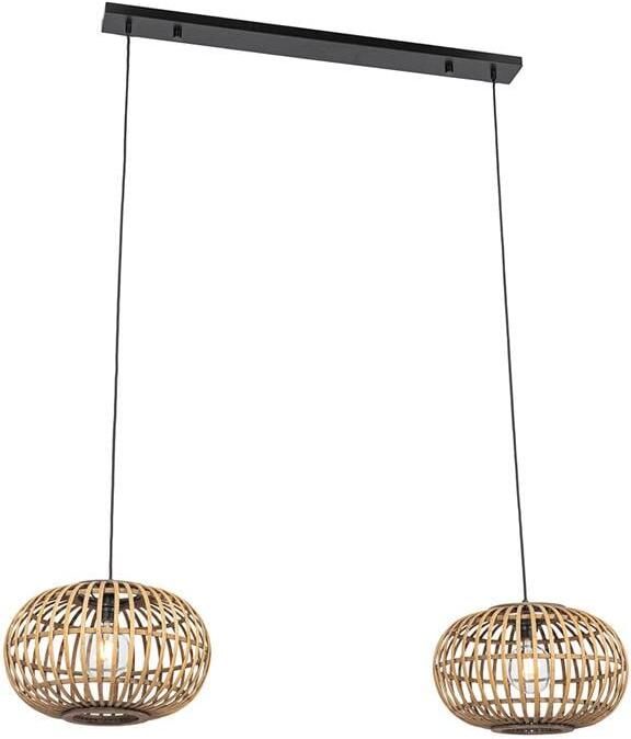 QAZQA Oosterse hanglamp bamboe 2-lichts Amira