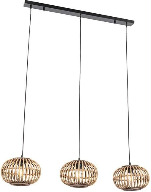 QAZQA Oosterse hanglamp bamboe 3-lichts langwerpig Amira