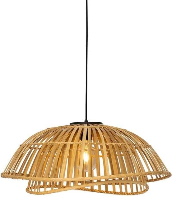 QAZQA Oosterse hanglamp zwart met naturel bamboe 62 cm Pua