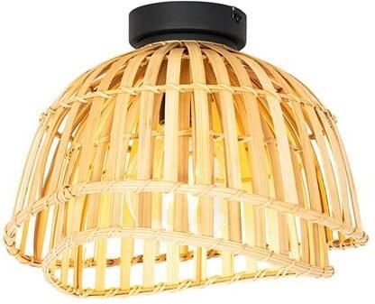 QAZQA Oosterse plafondlamp zwart met naturel bamboe 30 cm Pua