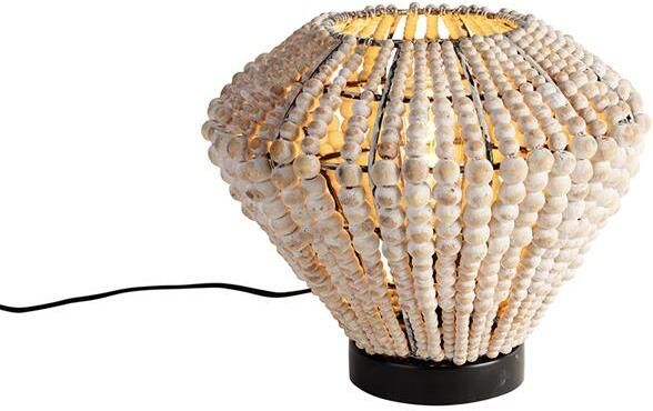 QAZQA Oosterse tafellamp beige met kralen Moti