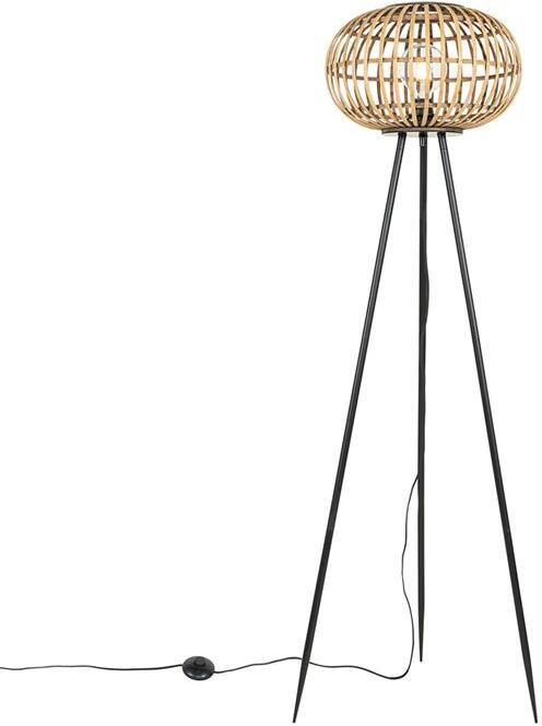 QAZQA Oosterse tripod vloerlamp bamboe Amira