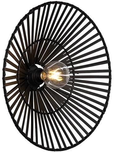 QAZQA Oosterse wandlamp zwart bamboe rond Pua