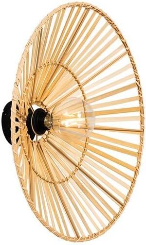QAZQA Oosterse wandlamp zwart met naturel bamboe Pua