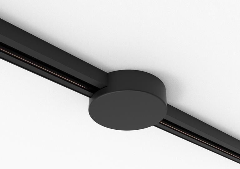 QAZQA Plafondplaat railsysteem zwart rond 1-fase Iconic