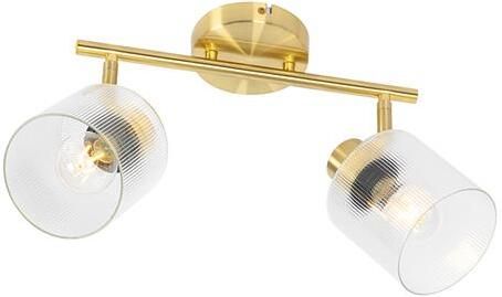 QAZQA Plafondspot goud met glas 2-lichts verstelbaar Laura