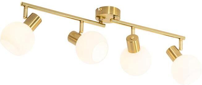 QAZQA Plafondspot goud met opaal glas 4-lichts verstelbaar Anouk