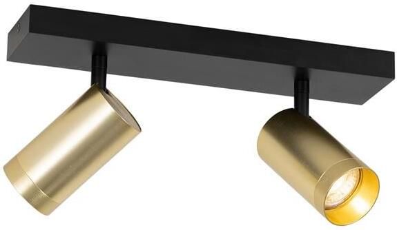 QAZQA Plafondspot zwart met goud verstelbaar 2-lichts Jeana Luxe