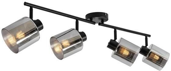 QAZQA Plafondspot zwart met smoke glas 4-lichts verstelbaar Laura