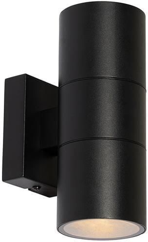 QAZQA Professional Buiten wandlamp zwart 2-lichts AR70 IP44 Duo