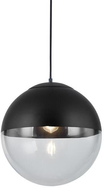 QAZQA Retro hanglamp zwart met helder glas 35 cm Eclipse