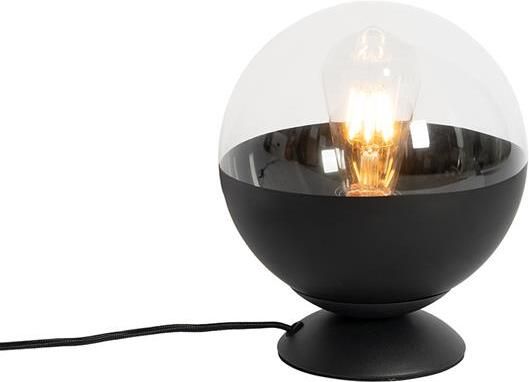 QAZQA Retro tafellamp zwart met helder glas Eclipse