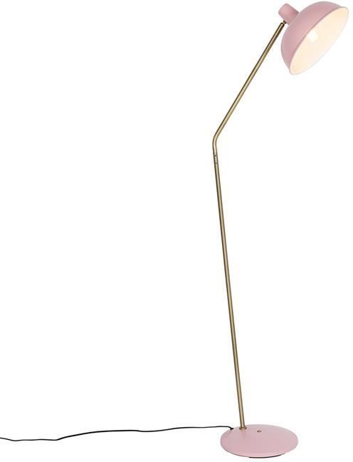QAZQA Retro vloerlamp roze met brons Milou