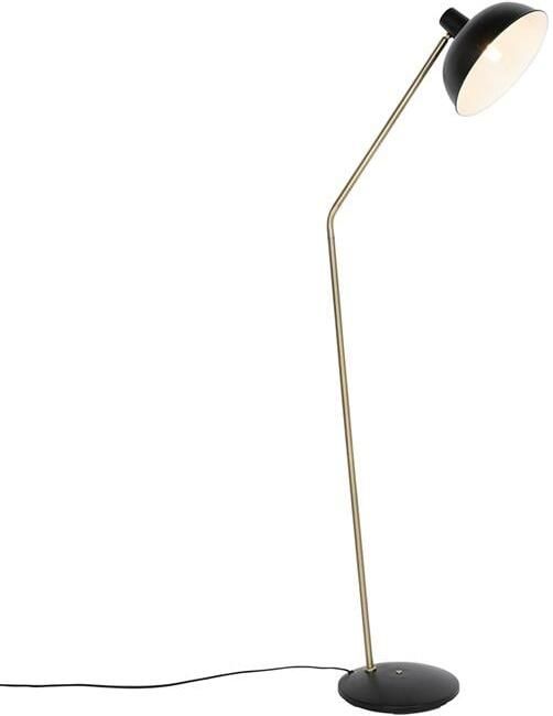 QAZQA Retro vloerlamp zwart met brons Milou