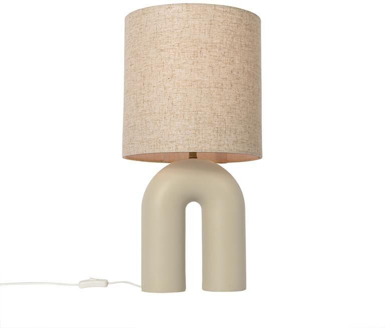 QAZQA Scandinavische tafellamp beige met linnen kap beige Lotti