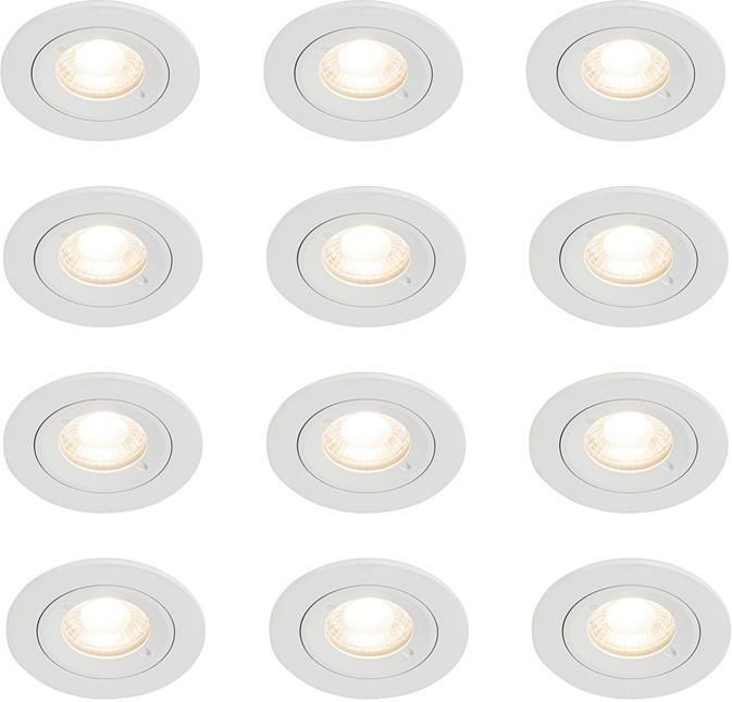 QAZQA Set van 12 inbouwspots wit rond GU10 50mm IP44 Xena