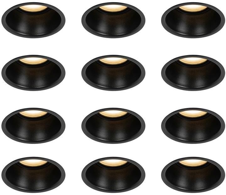 QAZQA Set van 12 inbouwspots zwart GU10 50mm IP44 Dept
