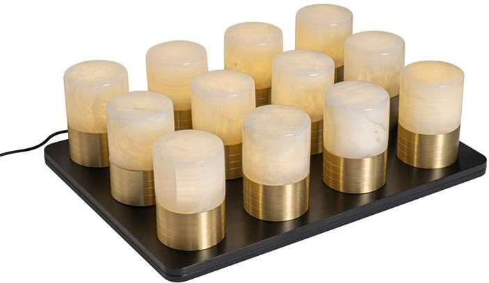 QAZQA Set van 12 tafellampen goud RGBW oplaadbaar incl. laadstation