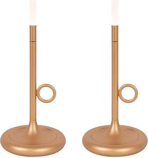 QAZQA Set van 2 buiten tafellampen goud met dimmer oplaadbaar