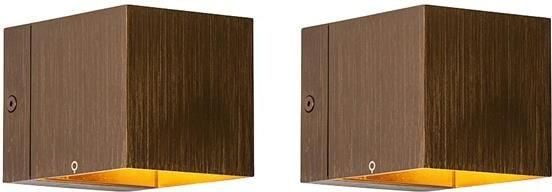 QAZQA Set van 2 smart wandlamp donkerbrons 8 cm incl. Wifi G9