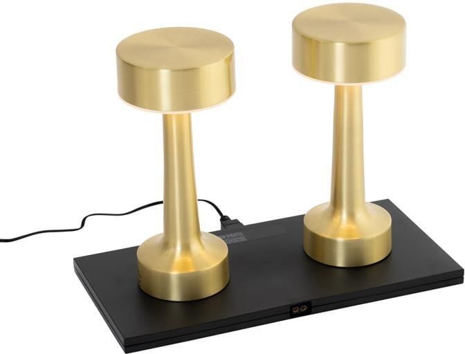 QAZQA Set van 2 tafellampen goud RGBW oplaadbaar Isobel