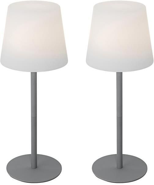 QAZQA Set van 2 tafellampen grijs oplaadbaar 40 cm IP54 Jude